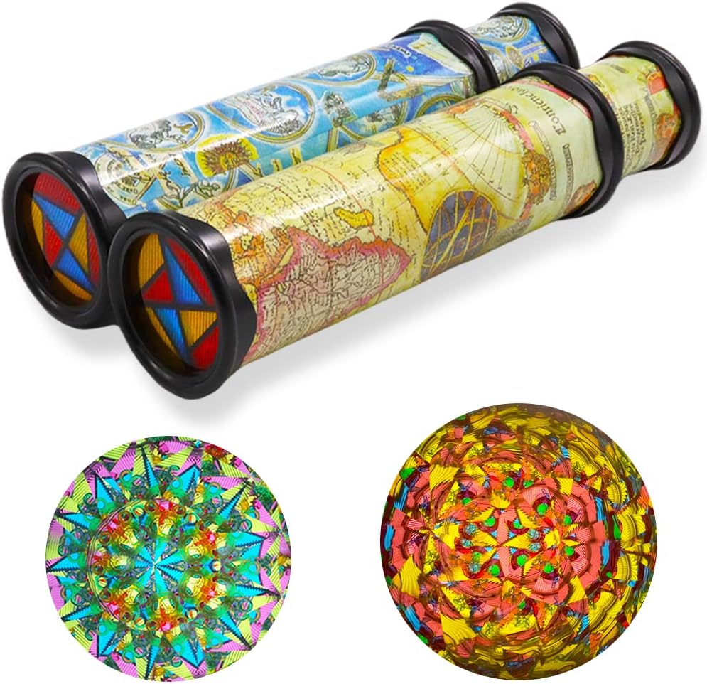 Xeehwb 2 Pack Classic Kaleidoscope Toy,Magic Rotating Kaleidoscope,Stretchable Long World Kaleidoscope,Educational Toy Kaleidoscope for Children Gifts