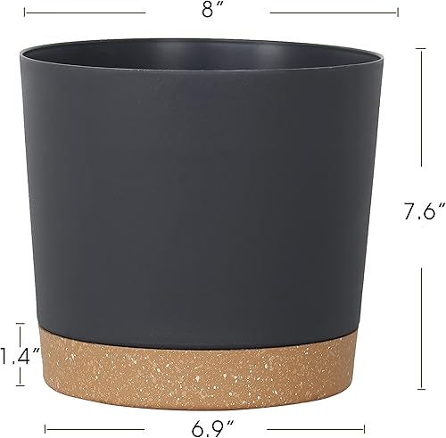 Miniatura 3 de kubvici Macetas para plantas de interior, paquete de 2 macetas de plástico de 8 pulgadas con platillo de drenaje para interiores y exteriores,