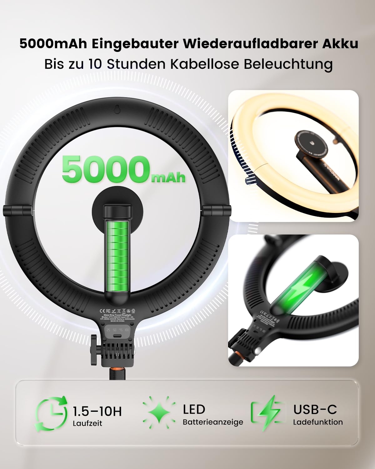 KraftGeek Ringlicht mit Stativ, Stativ für Smartphone mit Selfie Licht