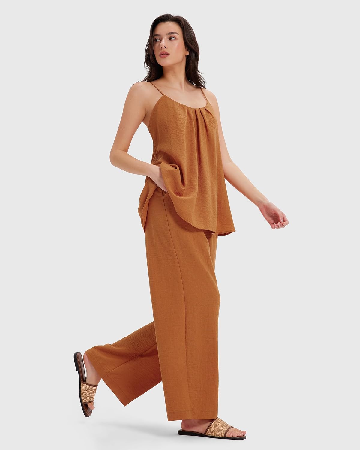 MOOSLOVER Women Linen Summer Two Piece Sets Backless Lounge Outfits Sets Travel Beach Vacation Clothes - Image 6