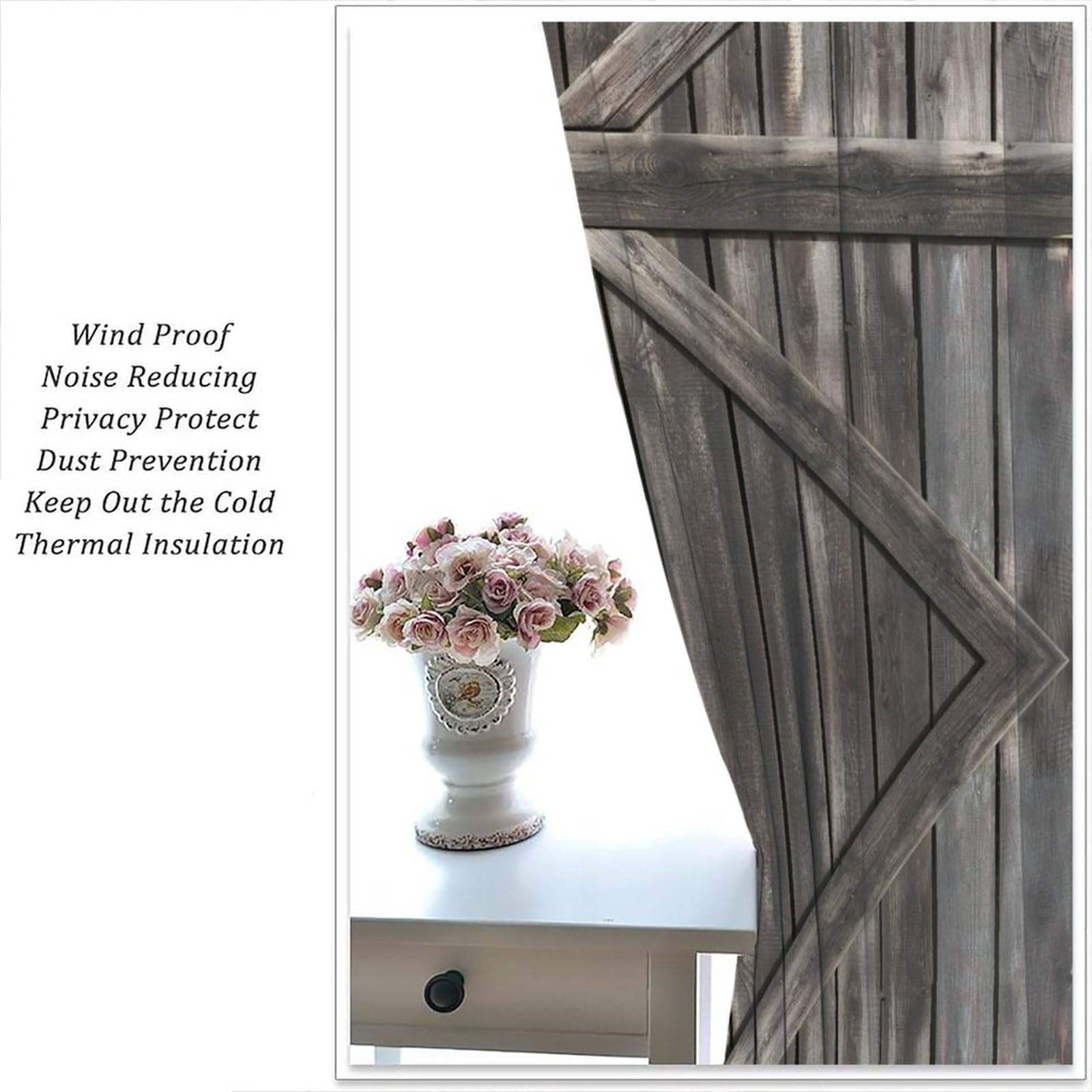 Amazon｜ICMOLYYENLO 素朴な納屋のドアカーテン 農家 木製 ガレージ