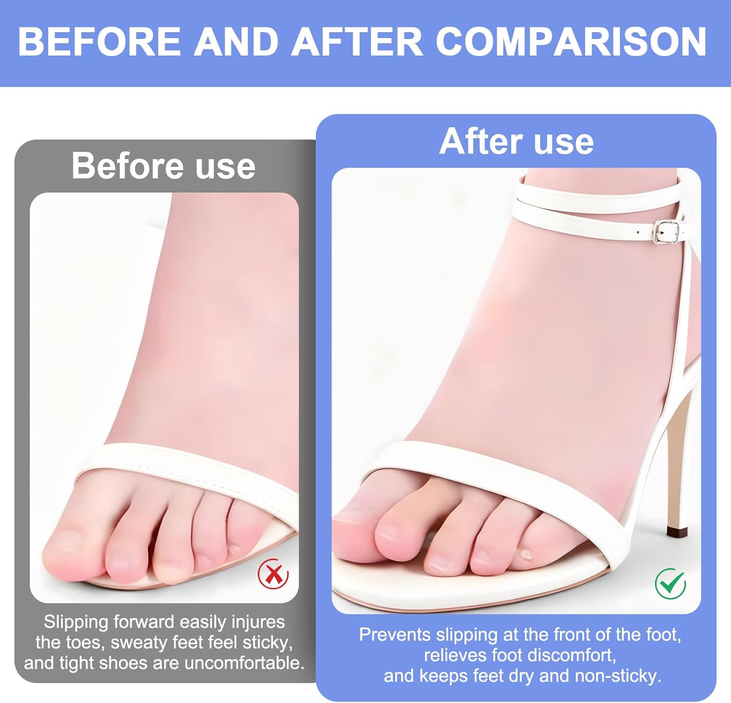 4 Pairs Insoles for High Heels, Self Adhesive High Heel Inserts for Women with 2 Colors, Soft Comfort Shoe Cushions, Includes Black Scissors for Easy Trimming, Black+Beige - Image 4