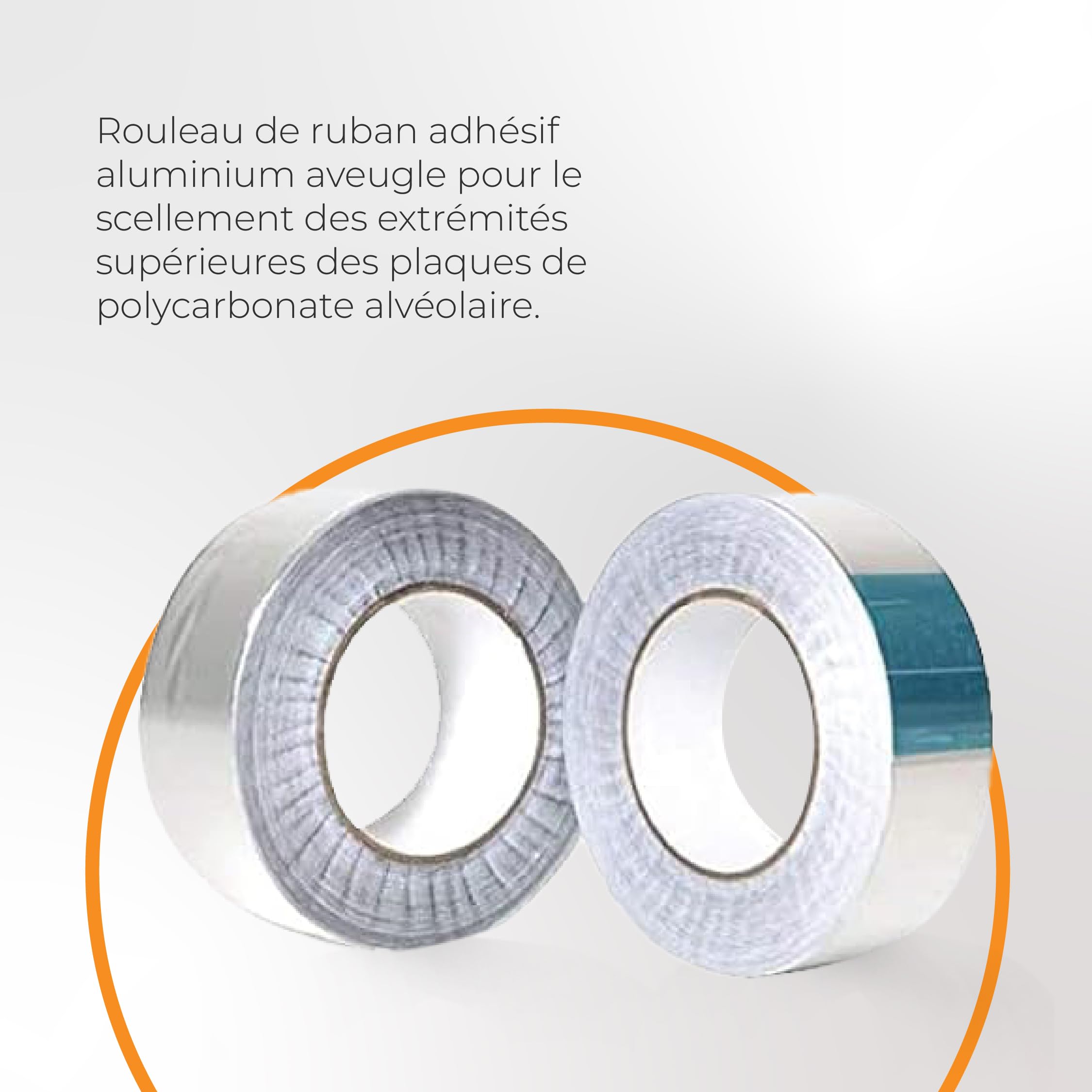 Ruban Adhésif en Aluminium perforé - Pour Sceller les Plaques en Polycarbonate - Empêche la poussière et l'humidité de pénétrer - 62 mm x 50 ml