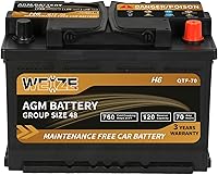 WEIZE Platinum AGM Group 48 H6 Battery 12V 70Ah 760CCA 120RC Start-Stop Car Battery, Maintenance-Free, 36-Month Warranty