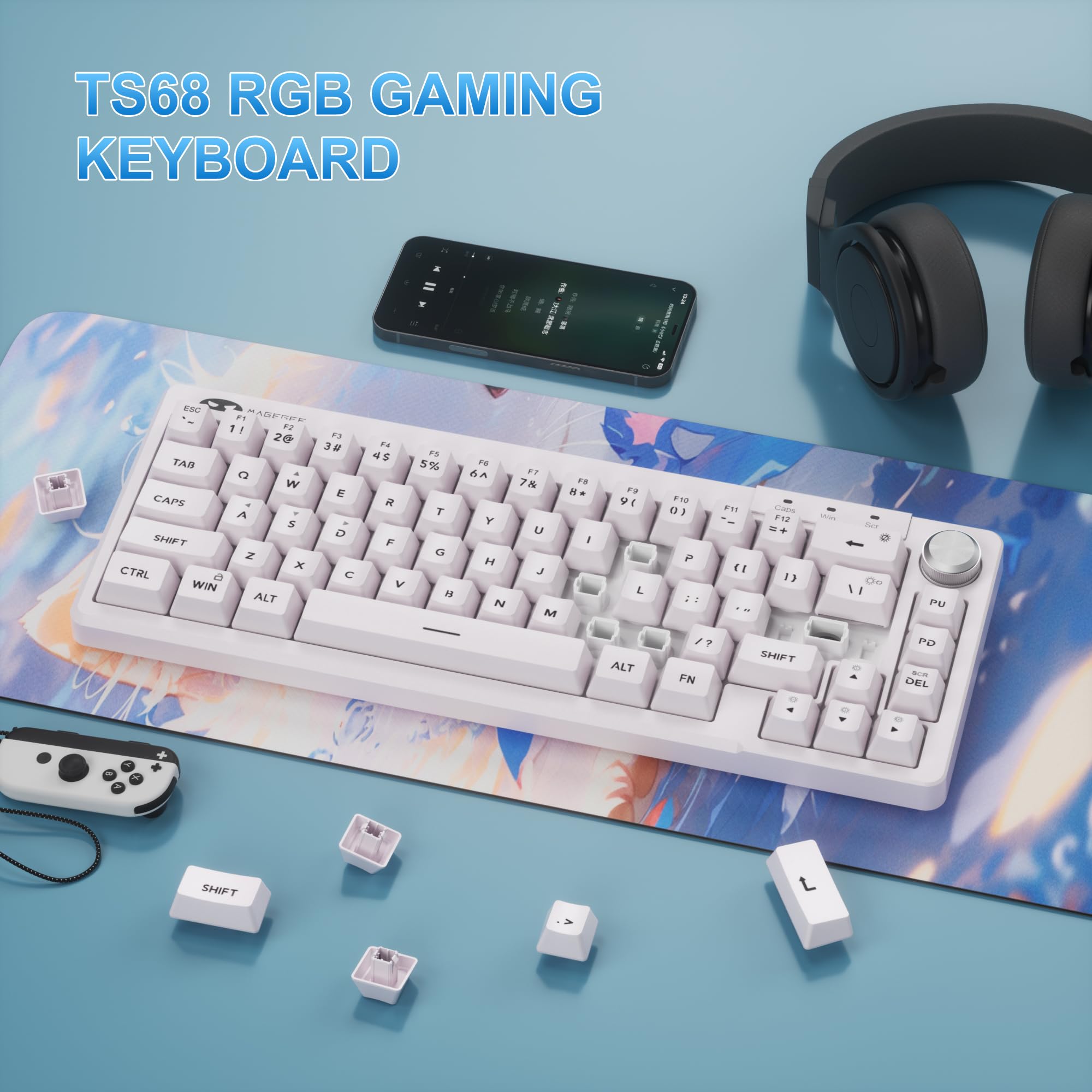 MageGee Mini 60% Gaming Keyboard, RGB Backlit Ultra-Compact Keyboard, TS68 Ergonomic Waterproof Mechanical Feeling Office Computer Keyboards for PC, MAC, PS4, Xbox ONE Gamer view 6