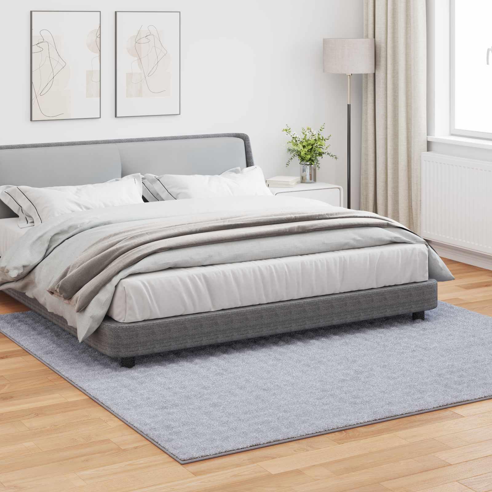 Alfombra grande cuadrada gris 240 x 240 cm de poliéster suave para sala de estar y oficina