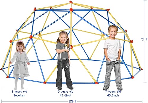 Miniatura 3 de Centro de juego de cúpula geométrica de 10 pies, torre de cúpula de escalada para niños con hamaca, acero resistente al óxido y a los rayos UV que