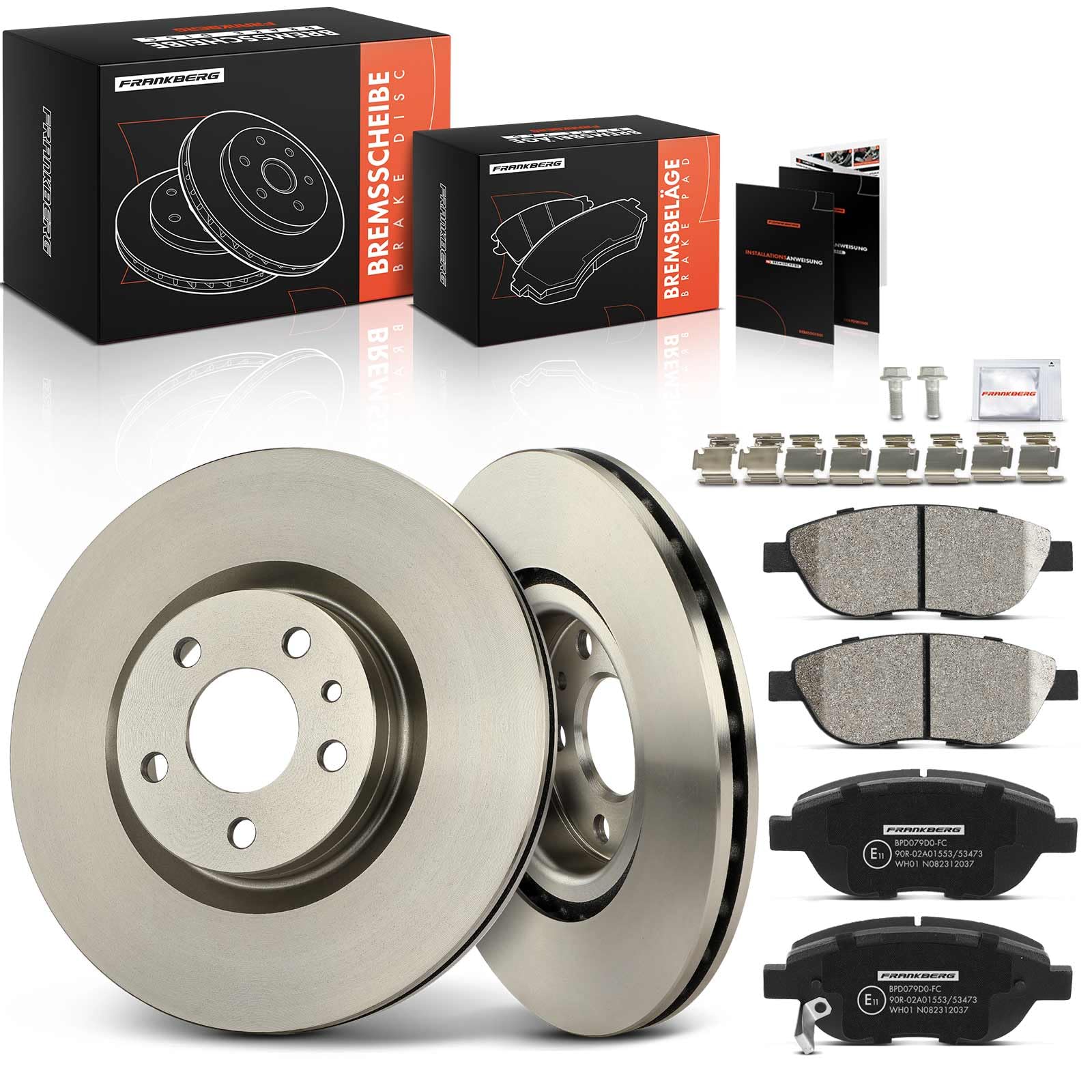 Frankberg Set freni incl. 2x Dischi Freno + 4x Pastiglie dei Freni Anteriore Compatibile con 500L 351 352 Replace# 51884303,51937218