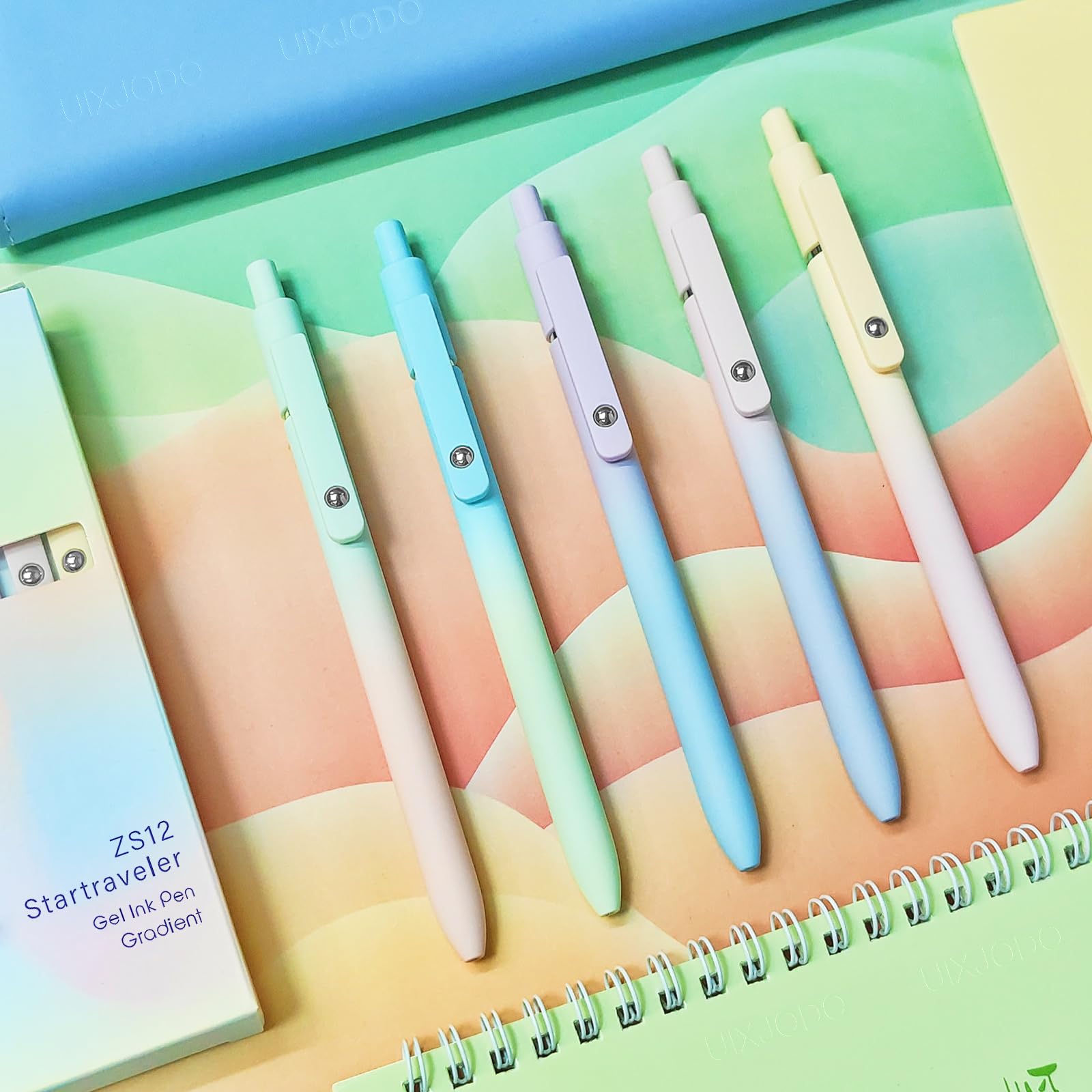 UIXJODO Gelpennen, 5 stuks 0,5 mm Japanse zwarte inktpennen, fijne punt
