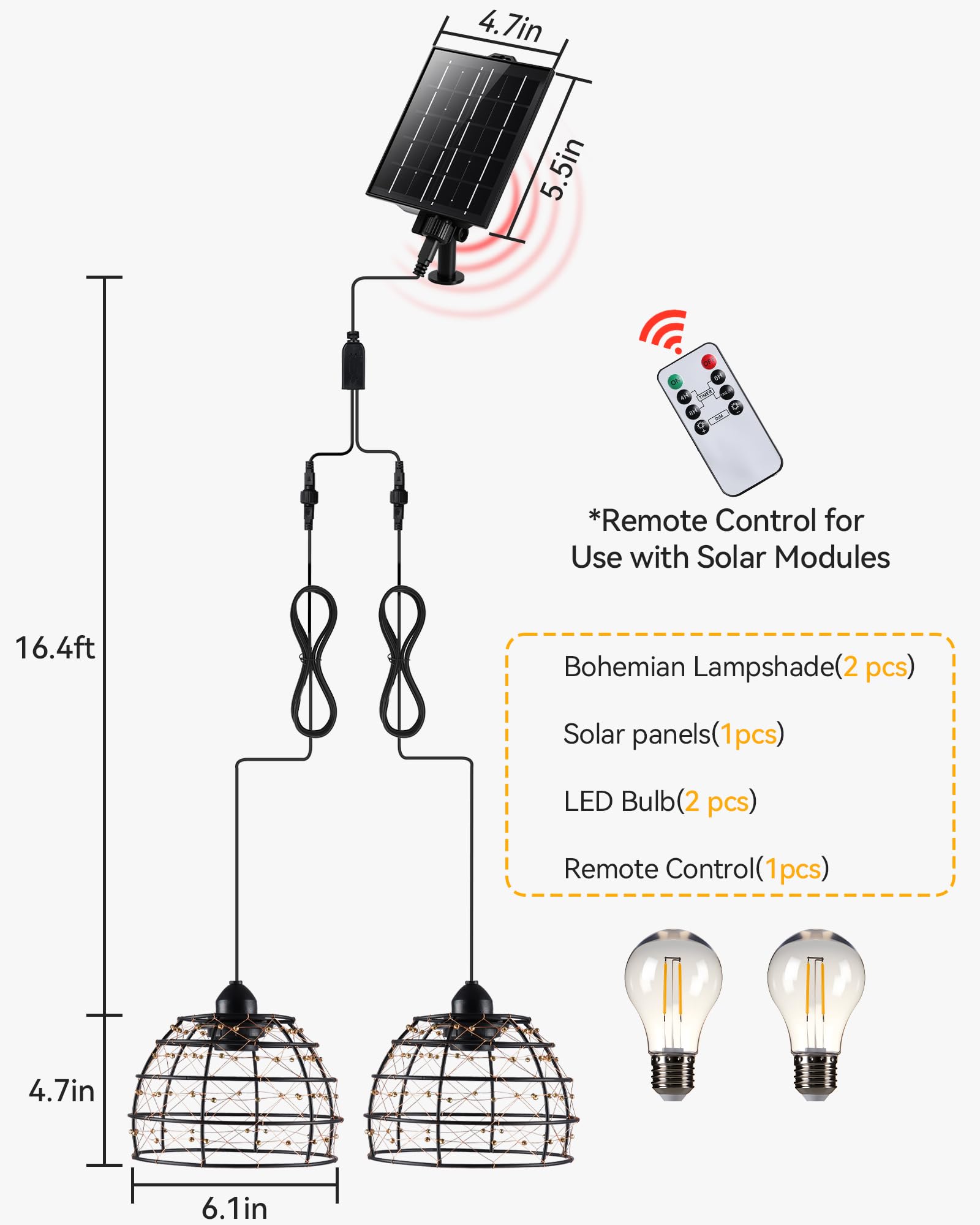 2 Lámpara Solar Exterior de Estilo Bohemio, Luces Exterior Solar con Temporizador de 4/6/8 Horas y 4 Ajustes de Brillo, Impermeable IP65 para Patios, Balcones y Jardines