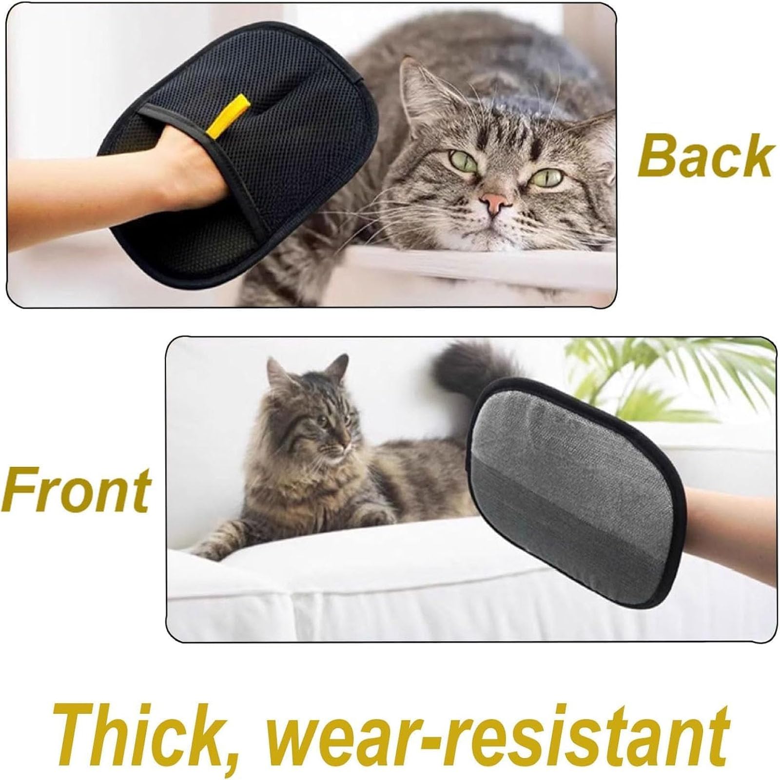 Gant d'épilation d'animaux – Gants électrostatiques réutilisables pour enlever les poils de chat et de chien des meubles, vêtements et sièges de voiture – Outil de nettoyage efficace des poils