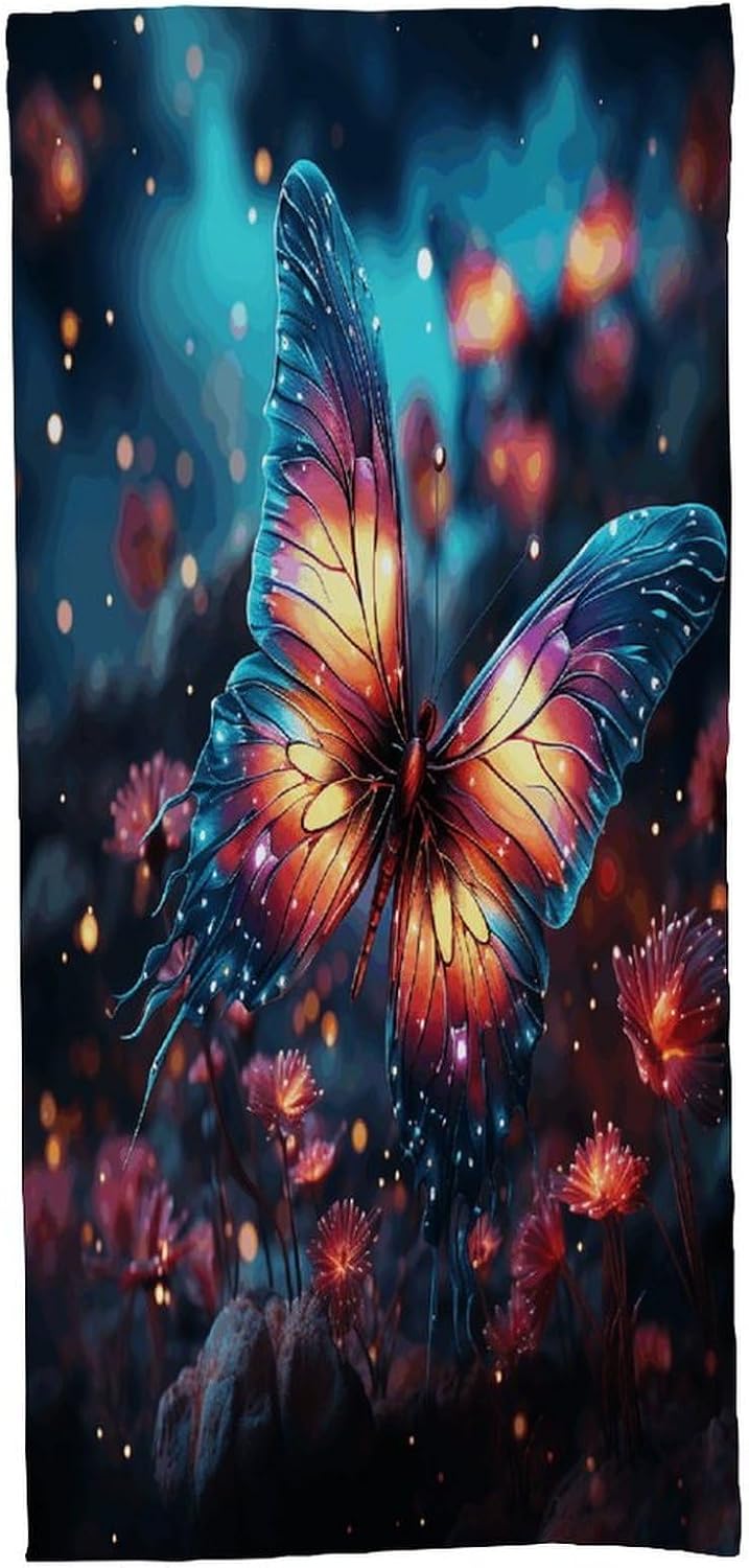 Butterfly in The Milky Way Towel Vacation Accessories Essentials Soft Lighterweight，Bath Towel for Adults Women Men，Bath Towels Gift for All Occasions, Machine Washable.