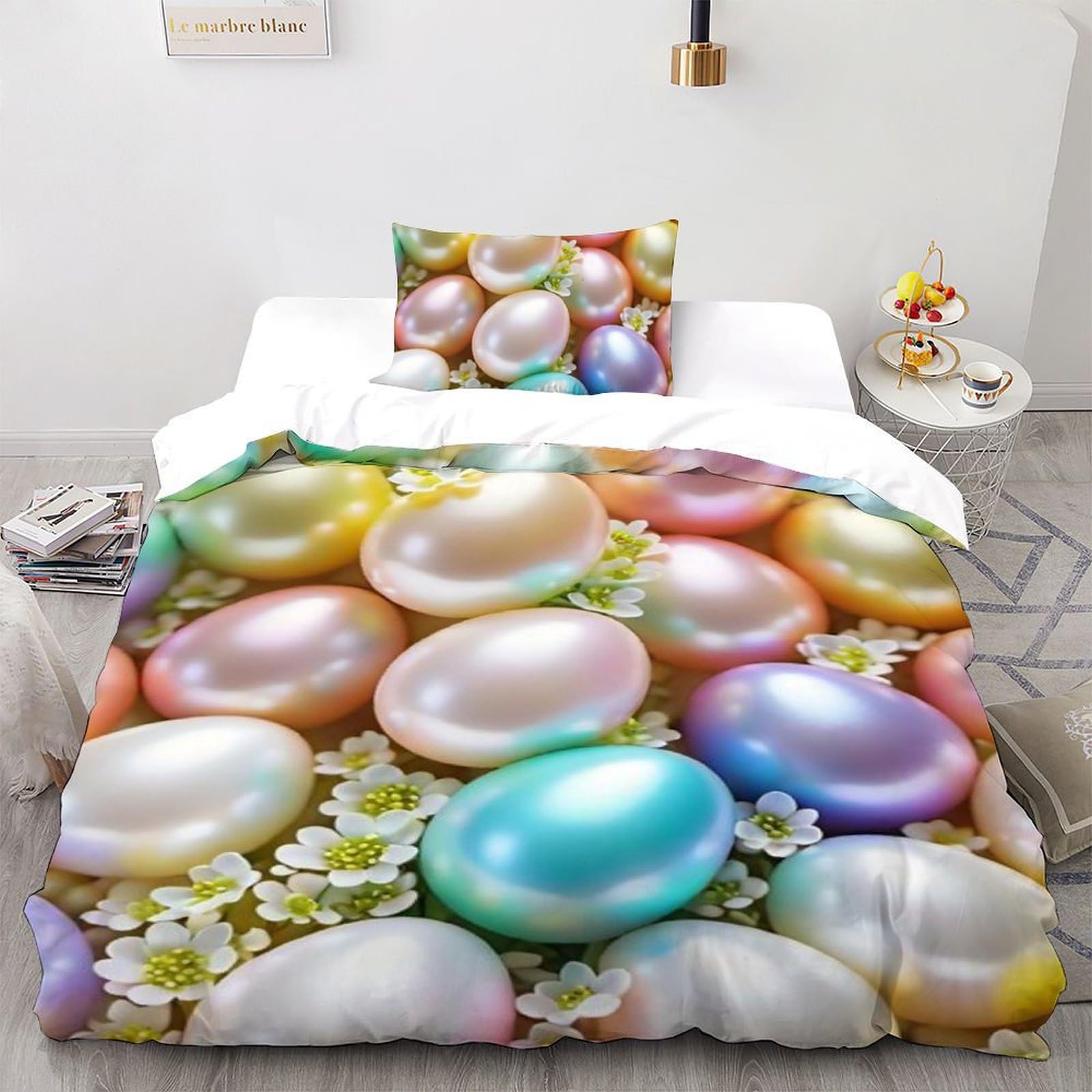 Housse de couette single microfibre fleurs colorées pour remplacer le linge de lit rêche
