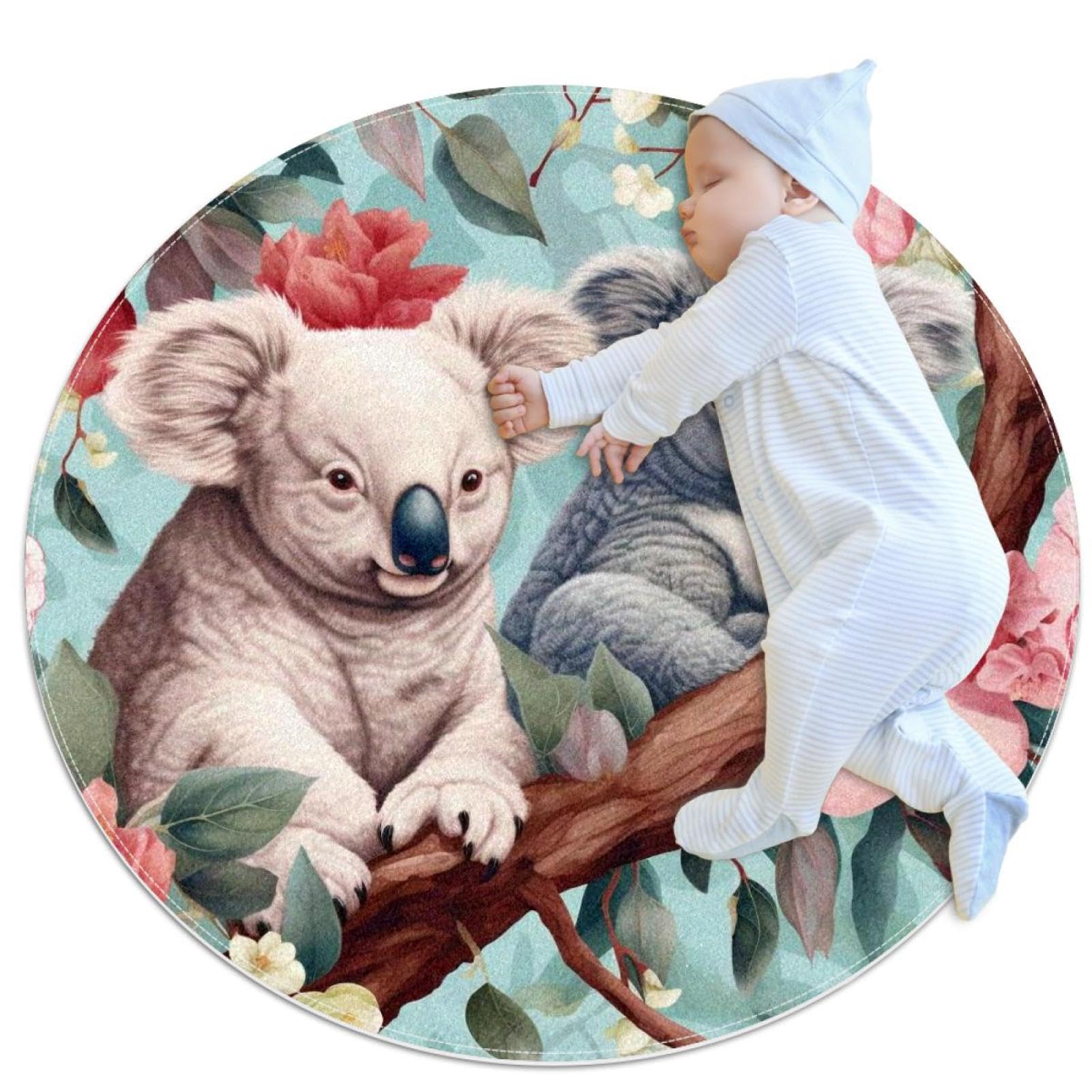 Paillasson pour canapé et tapis de sol koala rond de 100cm multi-usage pour salon et chambre