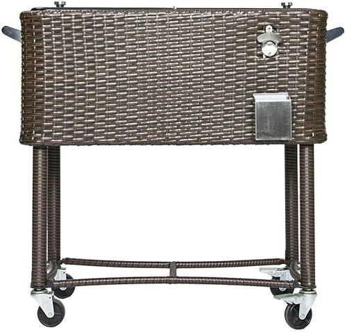 permasteel ps-208-bb Patio Cooler, 80Quart de mimbre, color negro y café