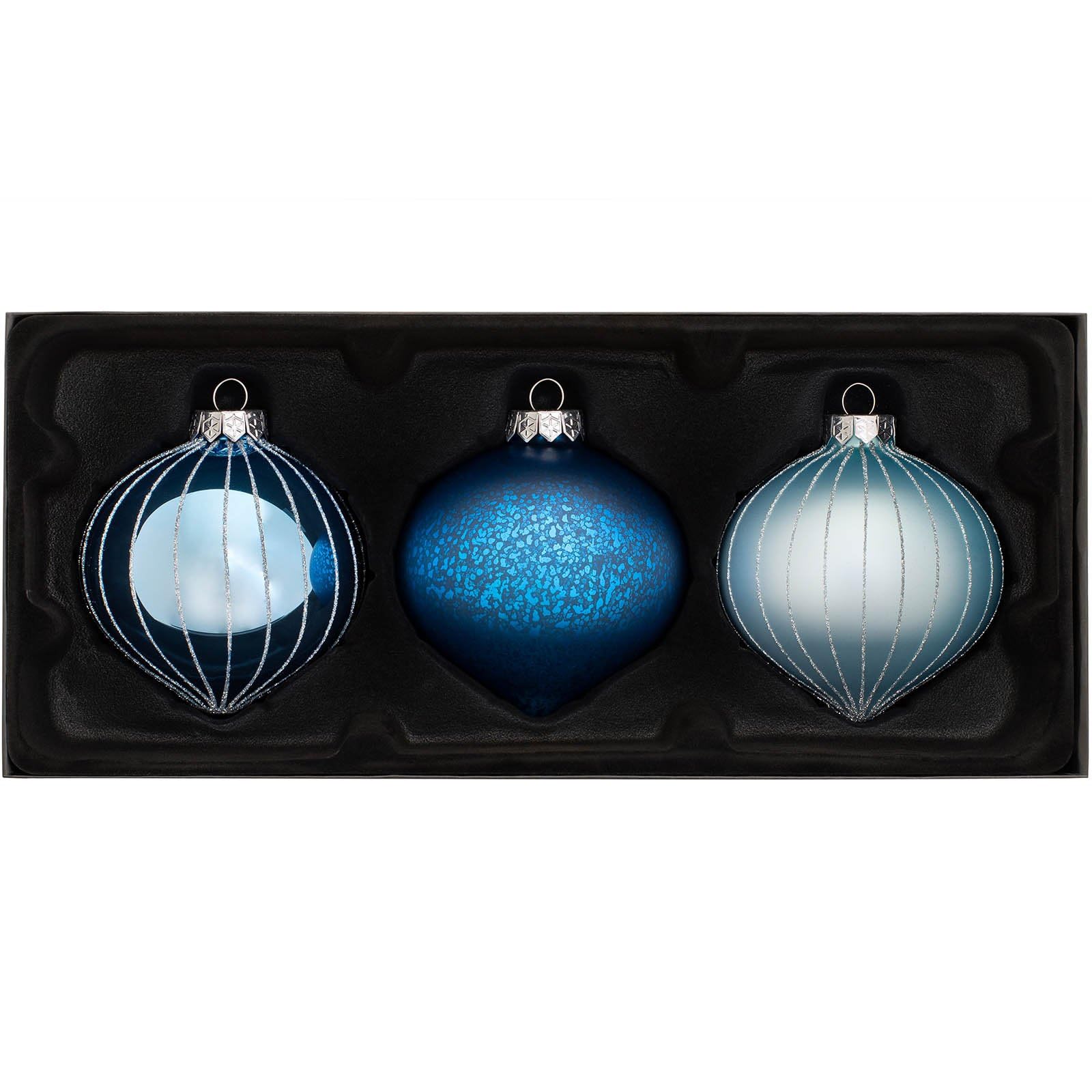 Werchristmas Blue Glass Baubles, 3-Piece