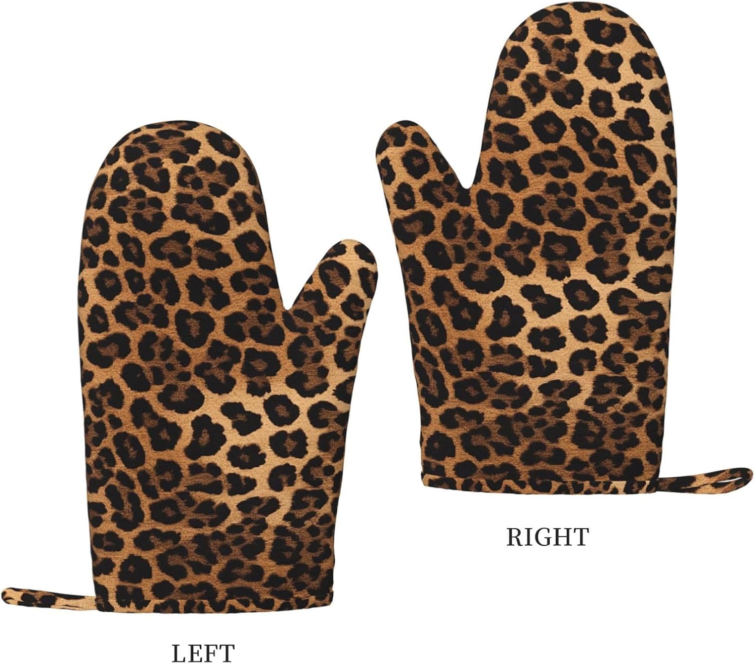 Leopard Print 4pcs Oven Mitts and Pot Holders Sets for Kitchen, Silicone Oven Gloves Non-Slip Potholders Hot Pads for Baking Cooking