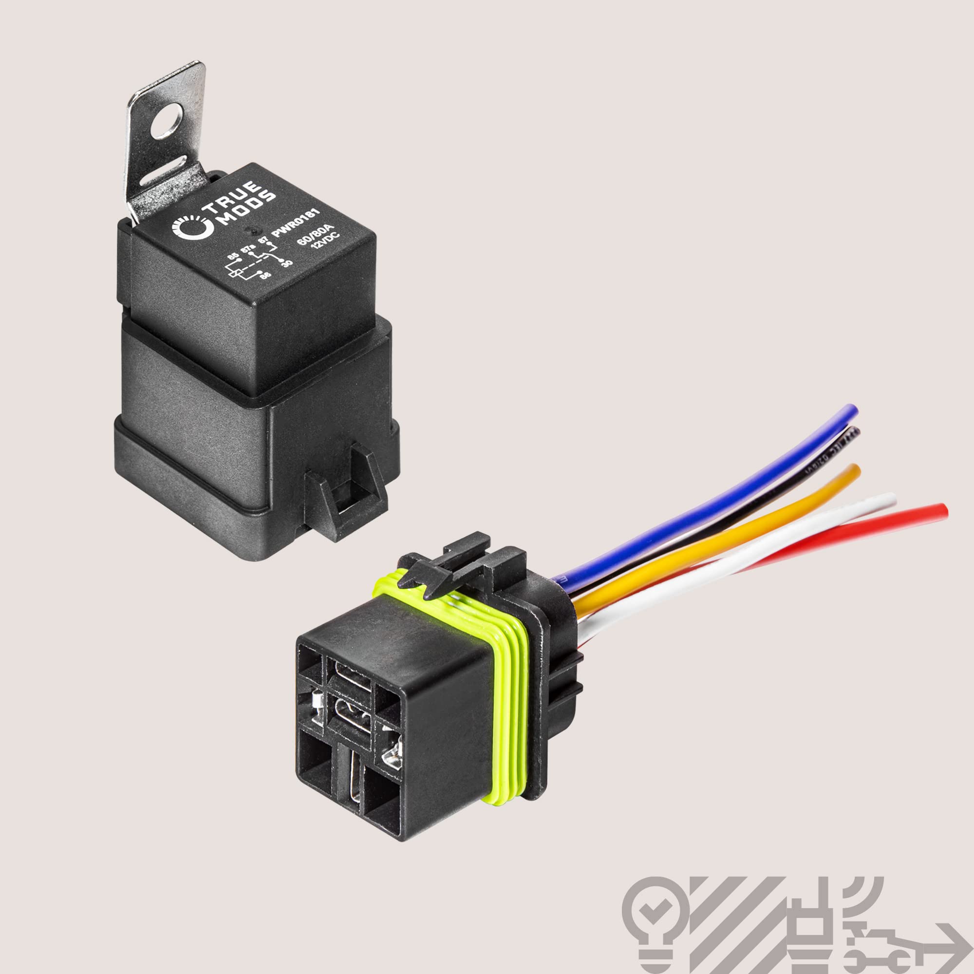 1 Pack 5Pin 12V Bosch Style Waterproof Relay Kit [Harness Socket] [12