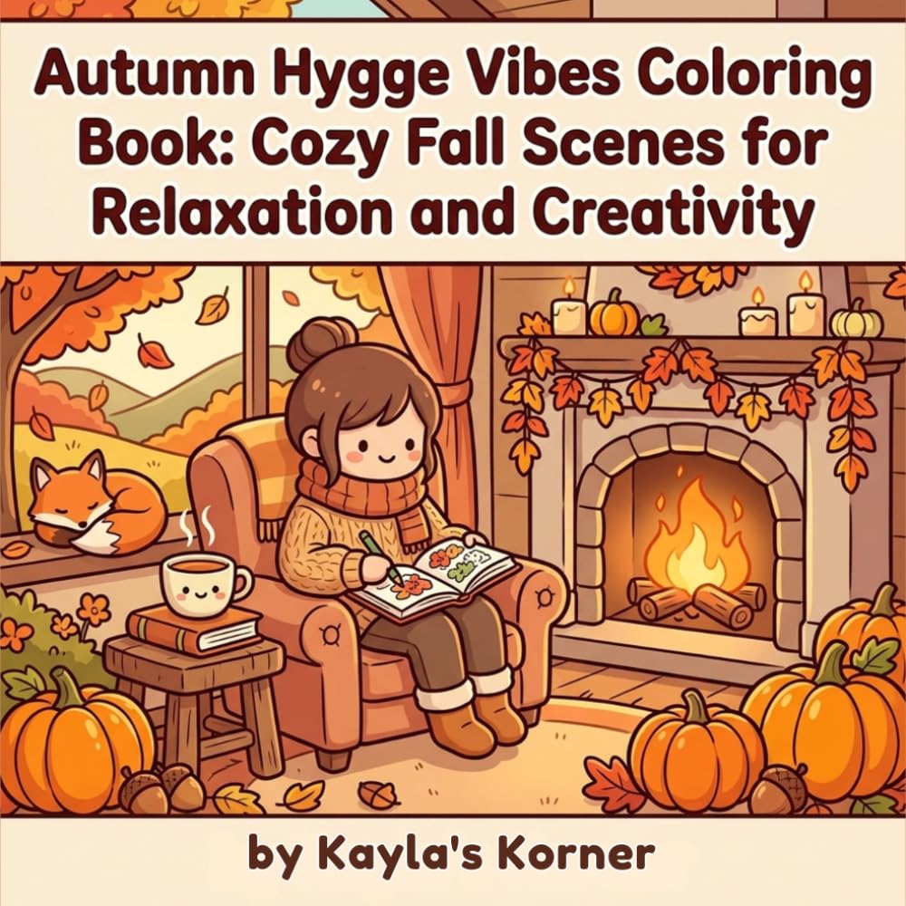 Autumn Hygge Vibes Coloring Book: Cozy Fall Scenes for Relaxation and Creativity