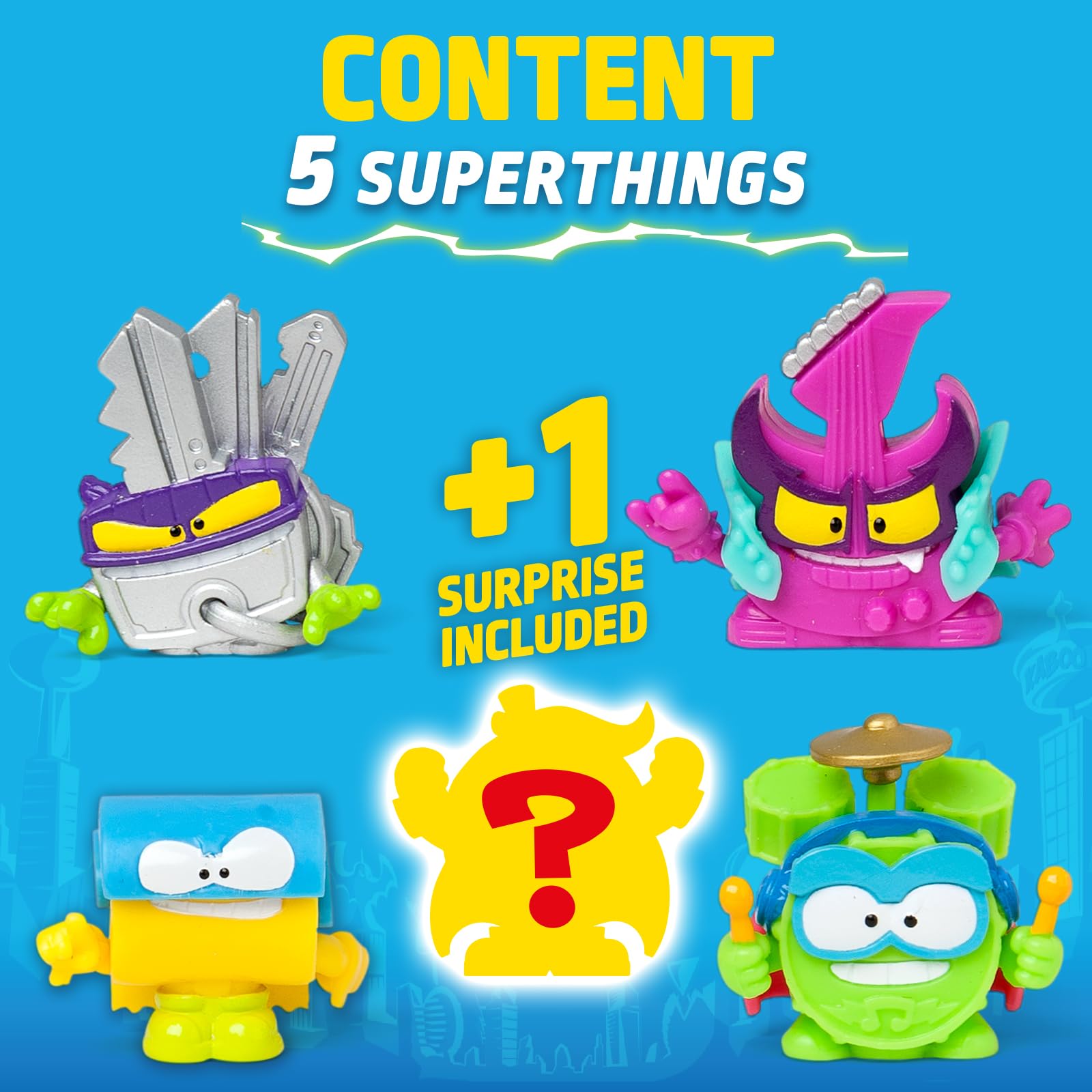 SUPERTHINGS KAZOOM POWER Battle – 5 Pack. Zawartość: 5 figurek Superthings (1 niespodzianka i 1 srebrny kapitan). Zestaw 2/6