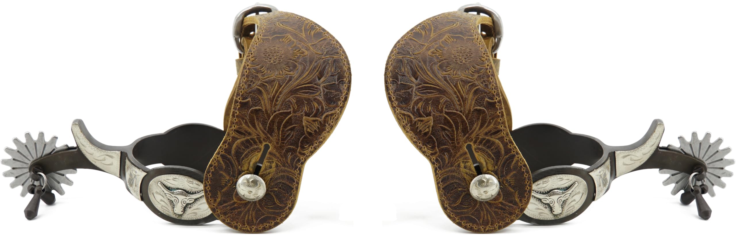Western Antique Cowboy Sporen mit Gravur Design mit Sporenriemen