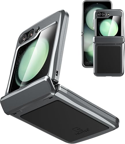 Feitenn Funda para Samsung Z Flip 5, funda protectora de metal de aluminio resistente a prueba de golpes, funda resistente con protección de bisagra