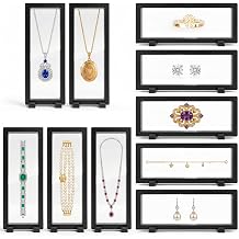 10 PCS 3D Floating Display Case, Coins Display Stand Holder, Jewelry Storage Box, Black Suspension Frame for Challenge Coins, Medals, Fossils, Stamps, 9" x 3.54" x 0.79"