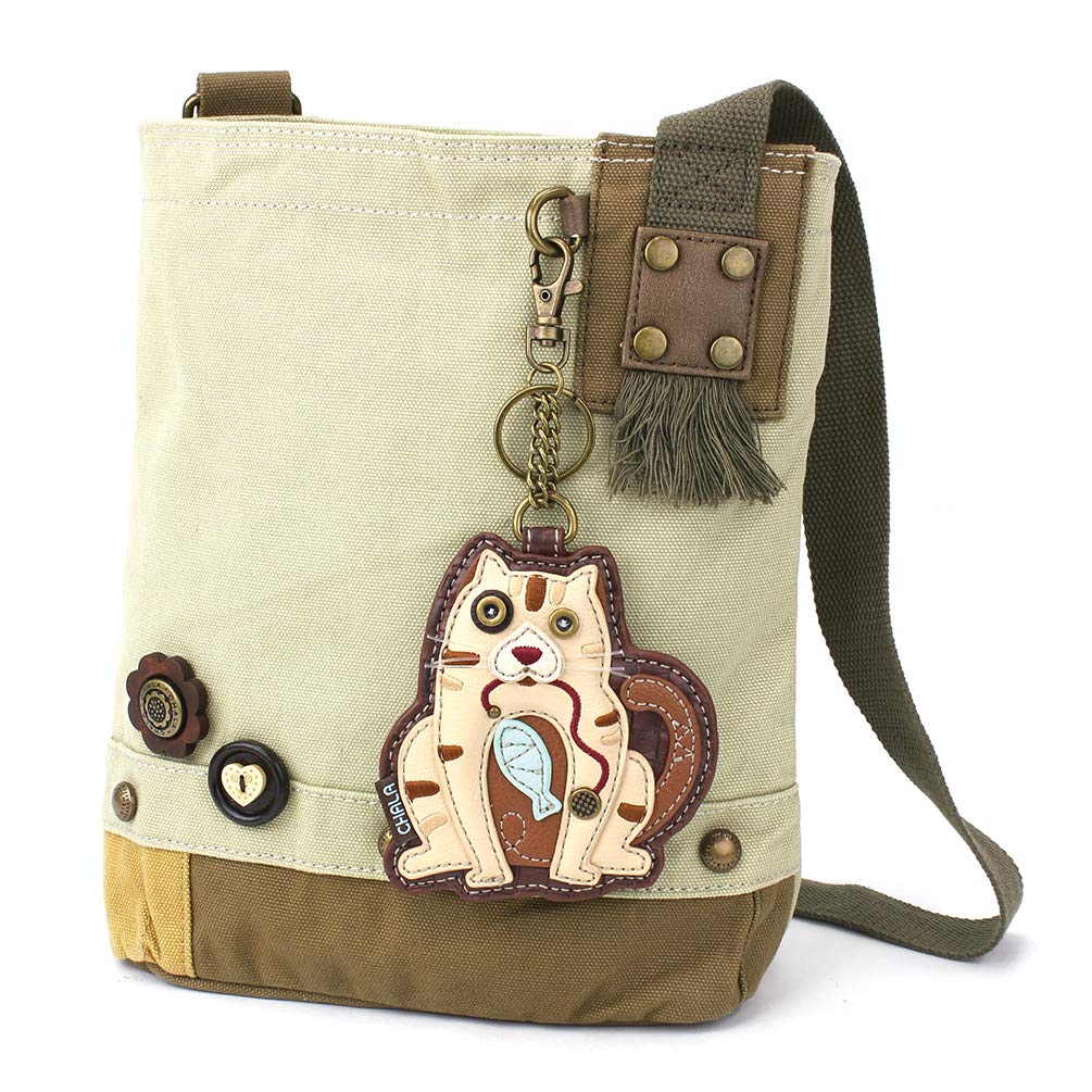 CHALA Patch Cross-Body Women Handbag, Canvas Messenger Bag Olive, Metal Charming Cross - Oliv, Medium — view 94