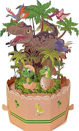 Divertida tarjeta de cumpleaños desplegable para mujeres, hombres, niños, tarjetas de regalo de cumpleaños de dinosaurio, tarjetas de felicitación,
