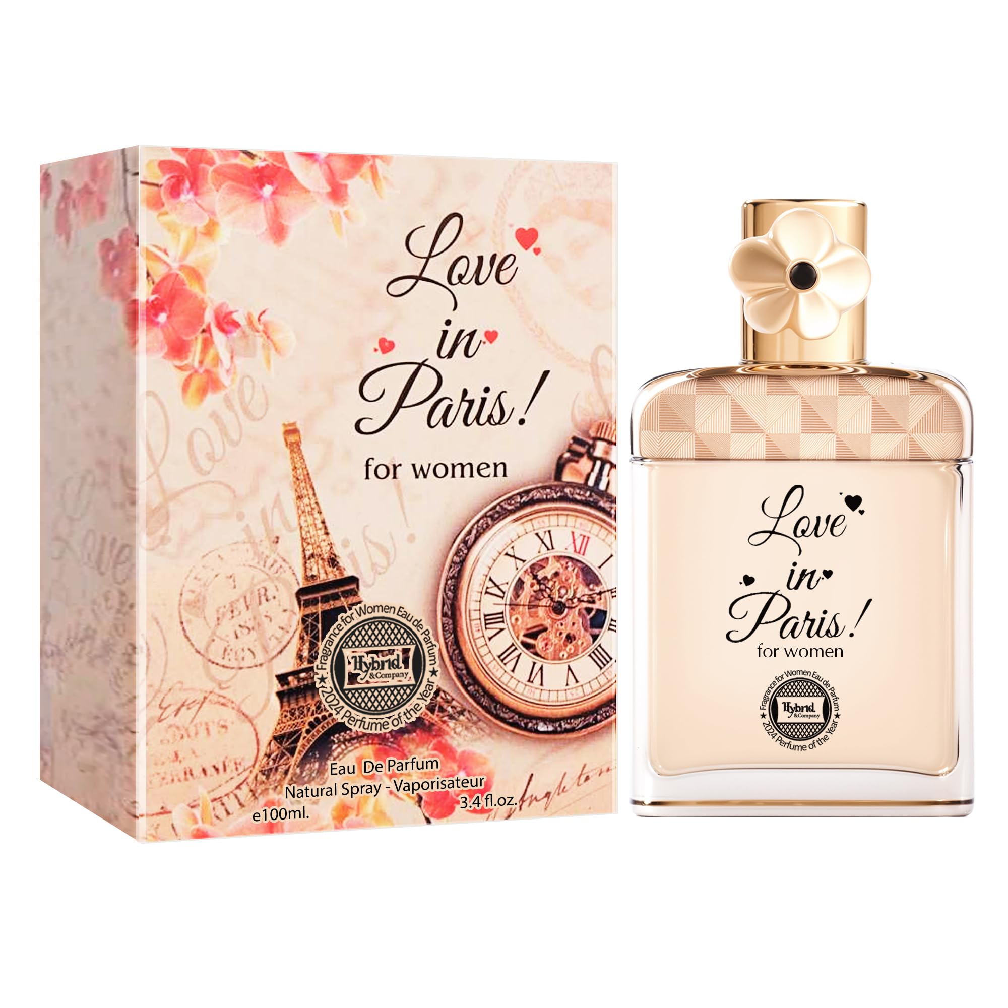 Hybrid & Company Women Love In Paris Eau De Parfum Natural Spray Vaporisateur 3.4 Fl Oz