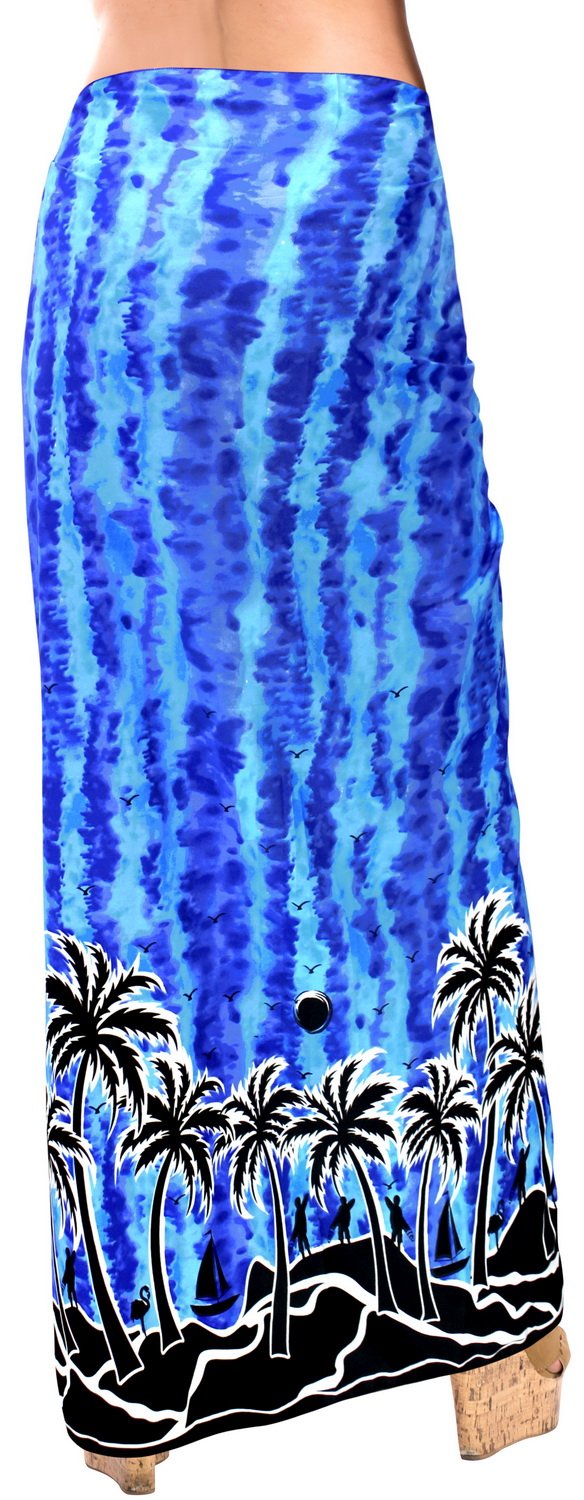 LA LEELA Women's Pareo Sarong - One Size Beach Cover Up, Marigold Palm Tree Print, Rayon Fabric - View #10