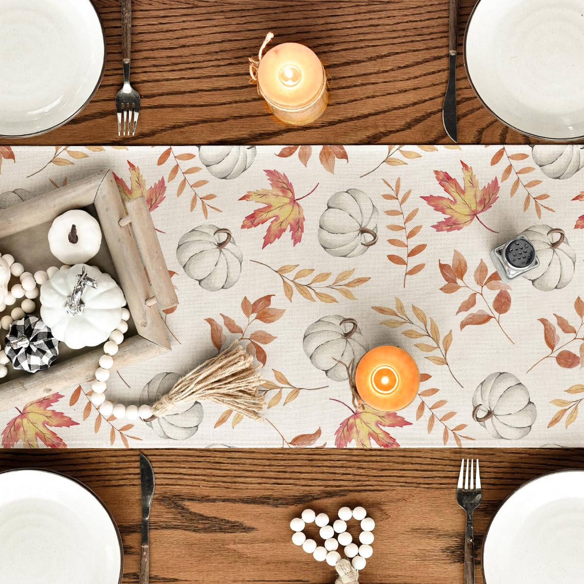 Artoid Mode Feuilles D'Érable Citrouilles Automne Chemin De Table