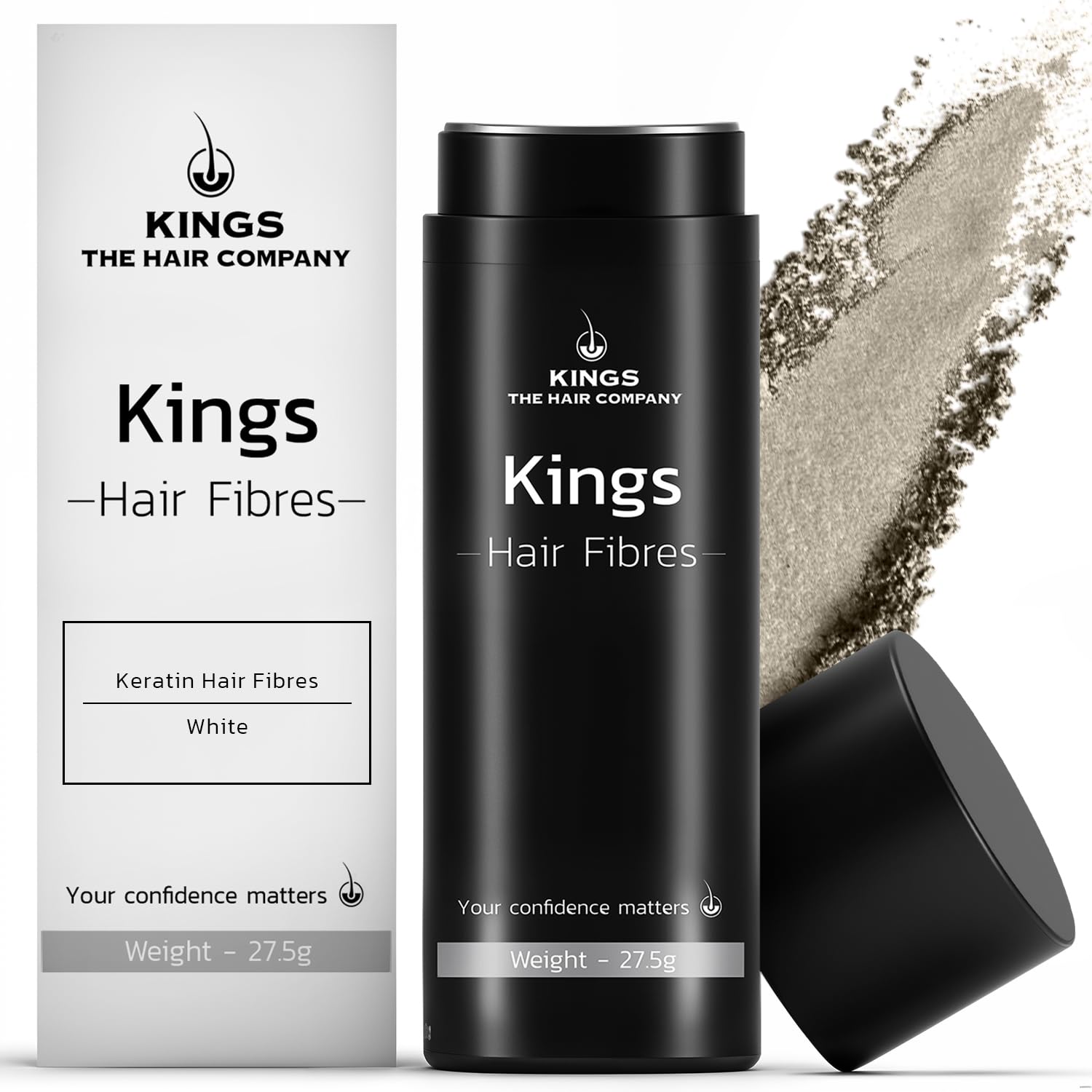 Kings Hair Fibres (Pack of 1 WHITE), 27.5 g (Pack of 1)