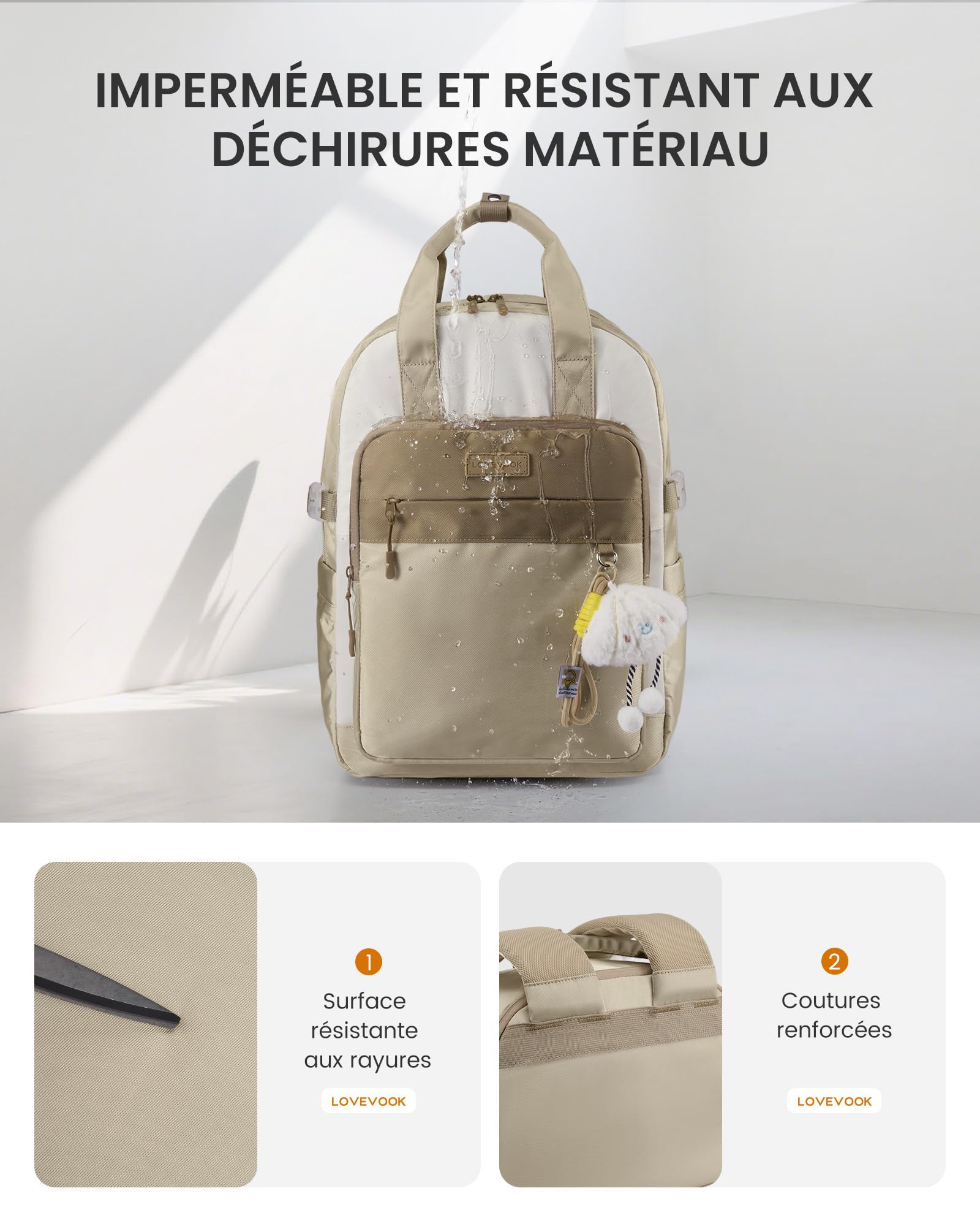 LOVEVOOK Sac a Dos Femme, 17.3 Pouces Sac à Dos Ordinateur Portable Femme