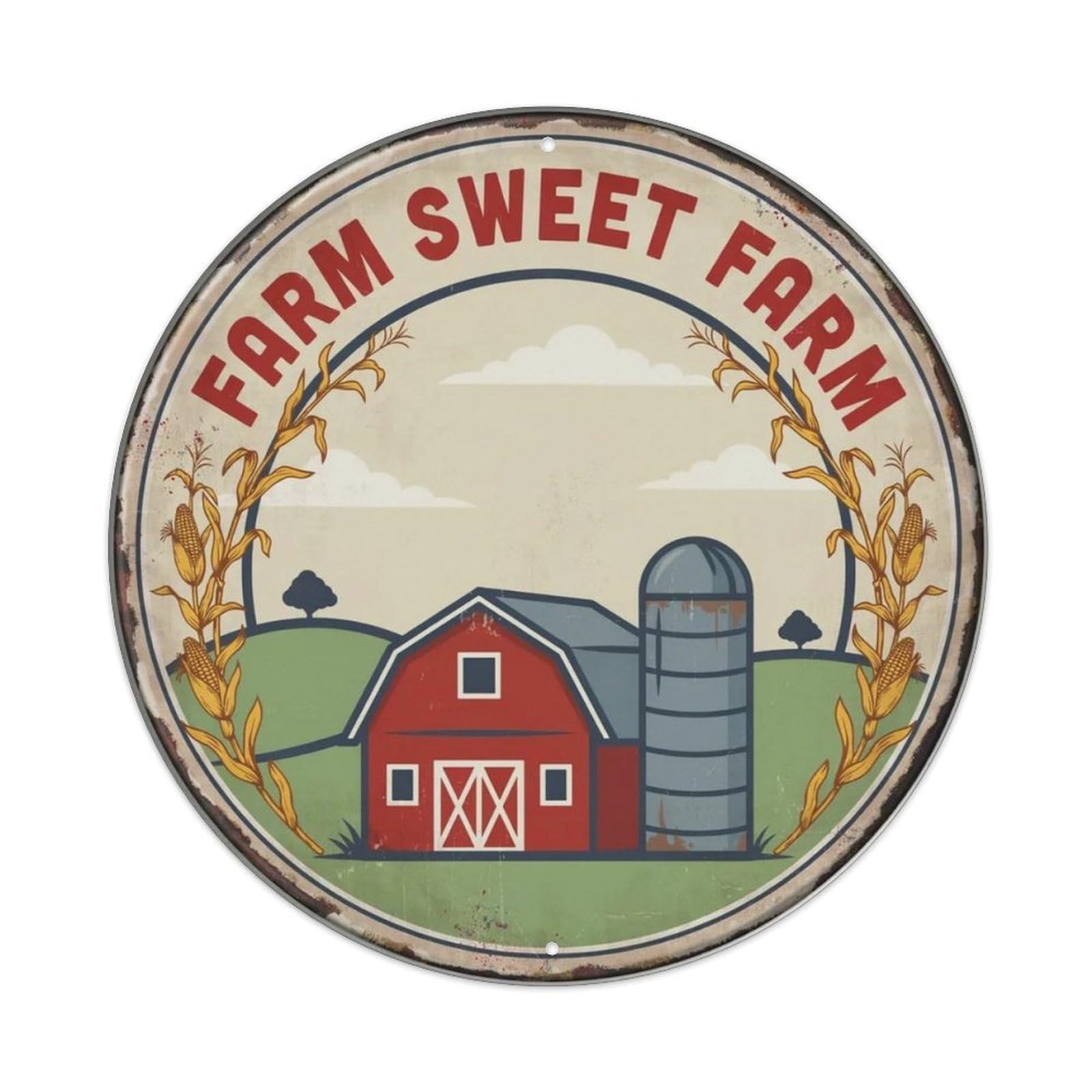 Farm Sweet Farm Red Barn Metal Tin Sign Plaque