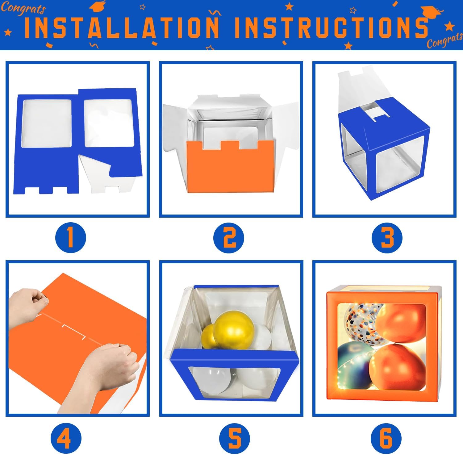 Graduation Decorations Class of 2026 - Orange and Blue Graduation Decorations - Balloons Boxes with Letters 2026 GRAD So Proud of You, Congrats Grad Party Decorations for Any Grades