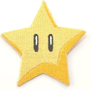 Gold Star Patch Power Up Embroidered Iron on Badge Applique Costume Cosplay Mario Kart / Snes / Mario World / Super Mario Brothers / Mario Allstars