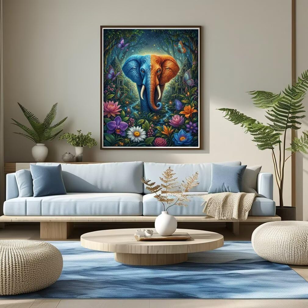 Diamond Painting Elefante, Manualidad Creativa y Relajante 70x90cm C8-127