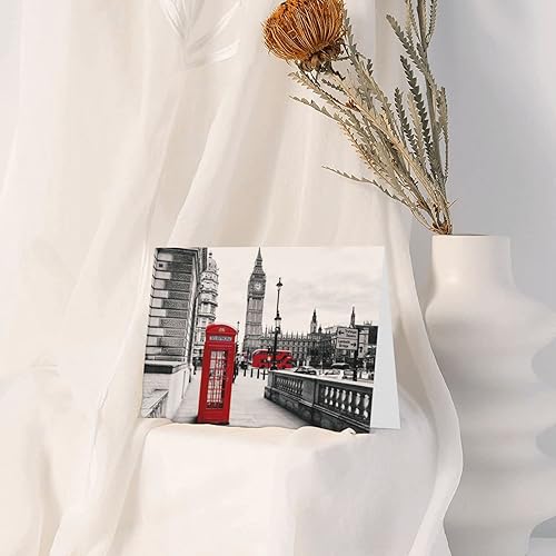 Miniatura 6 de Tarjetas de felicitación con sobres, cabina de teléfono roja, impresión de la calle de Londres, tarjetas de día festivo, tarjetas divertidas de