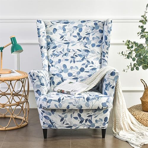 Miniatura 9 de Fundas para silla Wingback, 2 piezas, fundas elásticas elegantes para silla de ala con parte inferior elástica, protector de muebles para