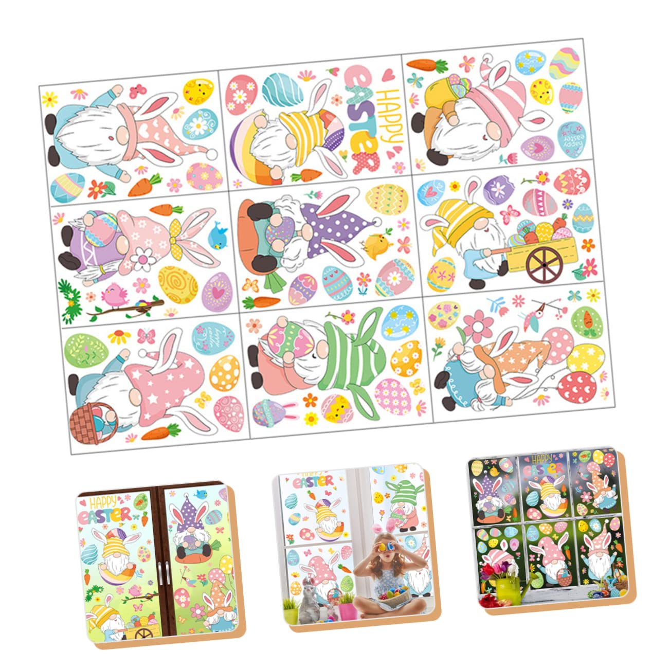 Alipis 5 Ensembles Autocollant Mural De Pâques Flocon De Neige Œuf Lapin De Dessin Animé Décor D'autocollants De Porte De Noël Fenêtre Film Nains Verre De Pâques Stickers Pvc