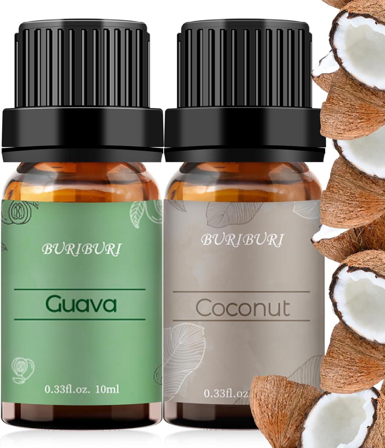BURIBURI Pure Coconut Essential Oil Bundles with Guava Oil