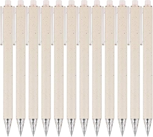 Paquete de 12 bonitos bolígrafos de tinta negra para tomar notas, escritura y bolígrafo de gel retráctil, tinta de secado rápido de 0.020 in, punta
