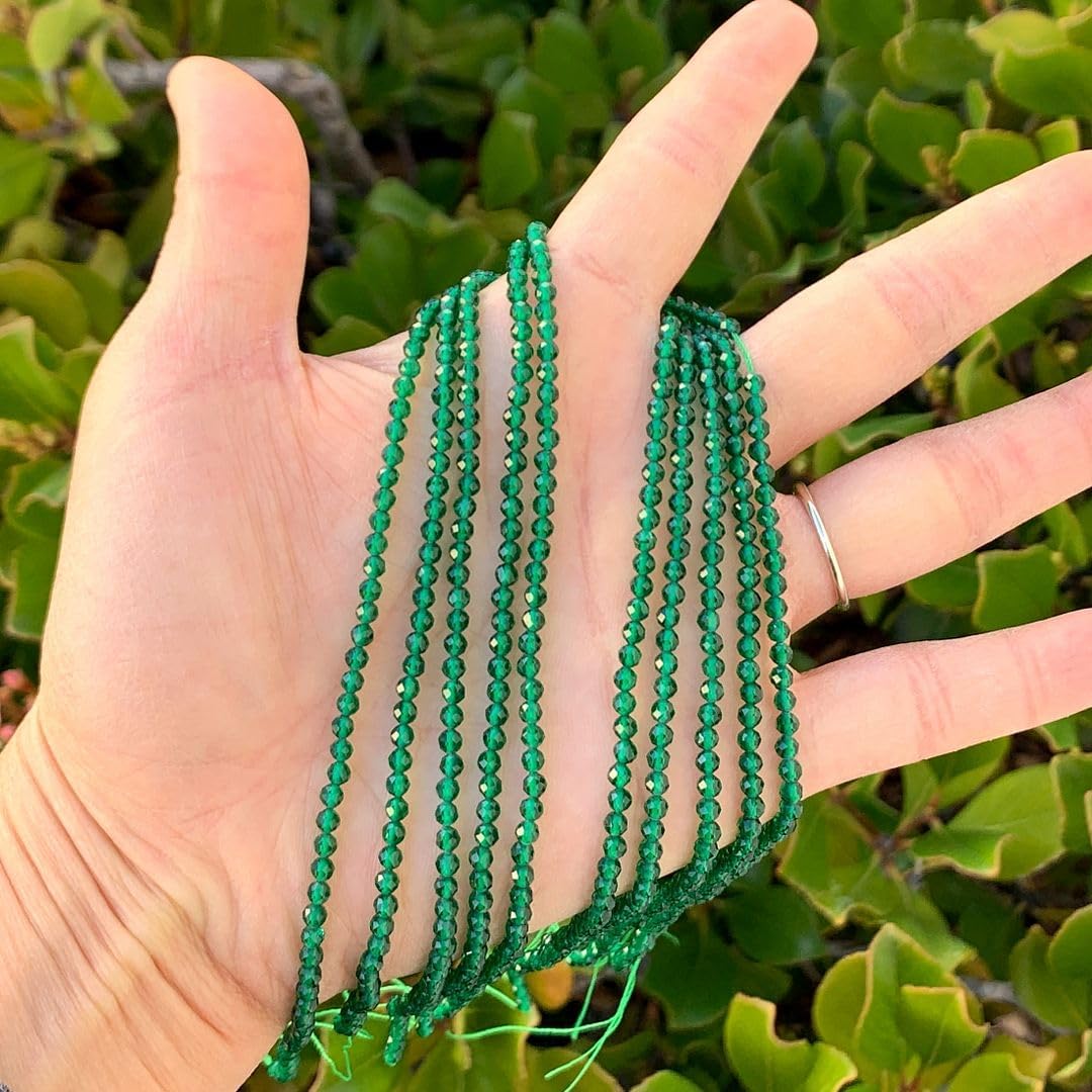 Adabele 230pcs Natural Emerald Green Jade Healing Gemstone 3mm (0.12 Inch) Small Tiny Faceted Round Loose Beads Gem Stone Spacer for Jewelry Making GH3R-10 - Image 3