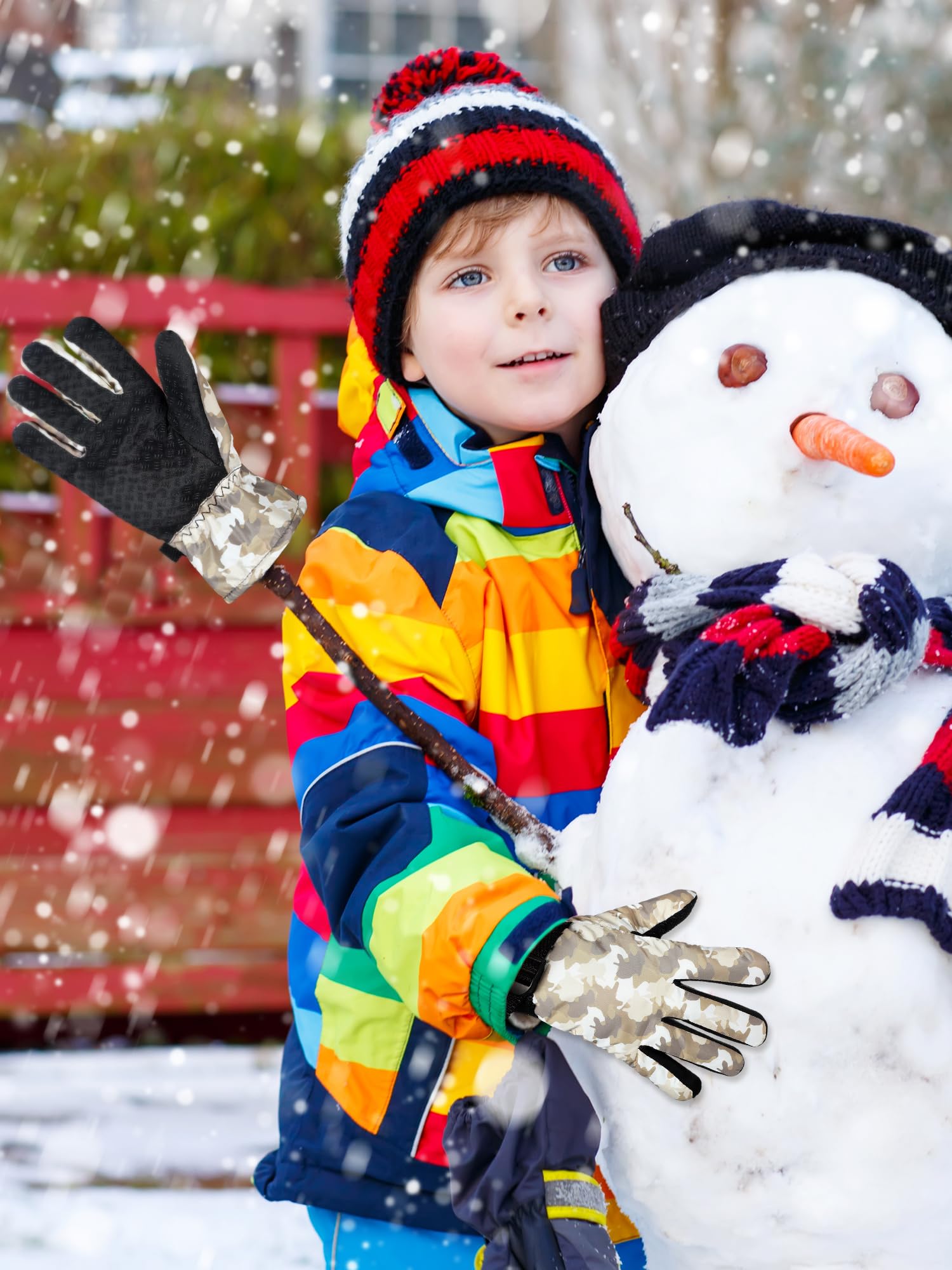 Bencailor 6 Paar Kinder Winterhandschuhe Wasserdicht Skihandschuhe Jungen Mädchen Warme Schnee Snowboard Fäustlinge für kaltes Wetter Unisex