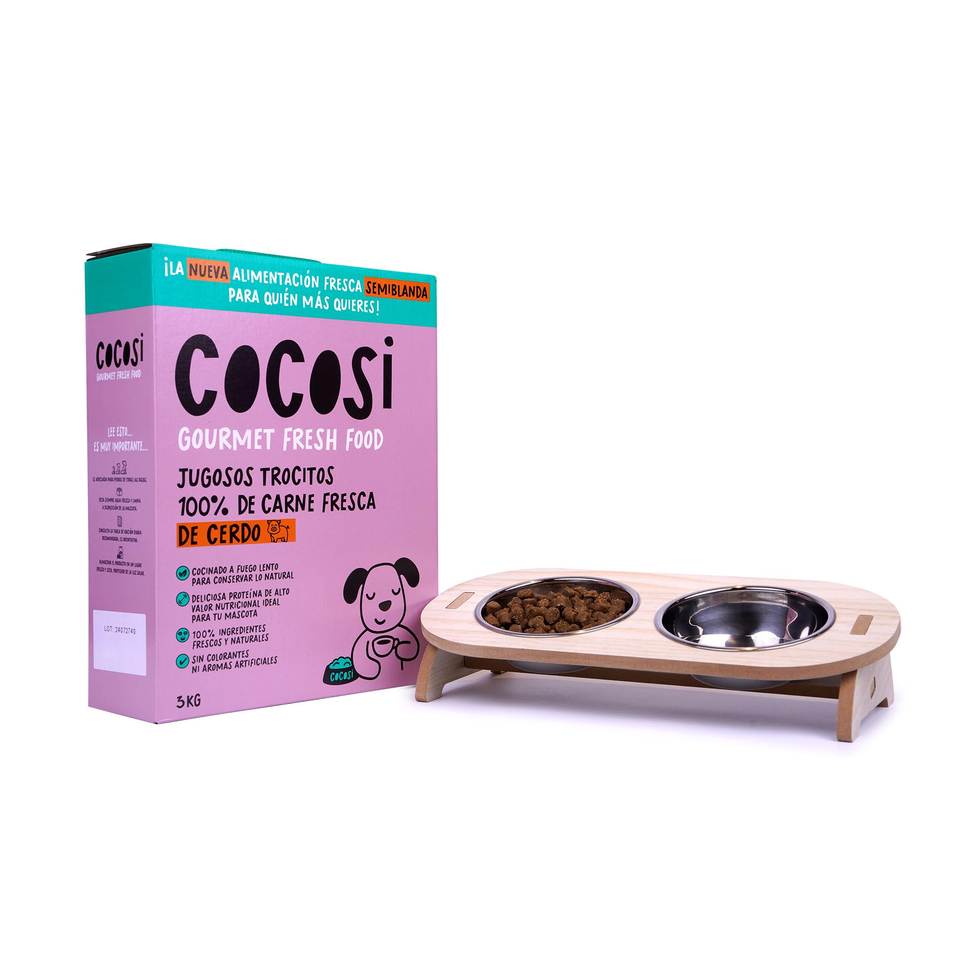 CoCosi Alimento Semihúmedo para Perros Nutrición Completa Deliciosa Alta Palatabilidad (3KG, Sabor Cerdo)