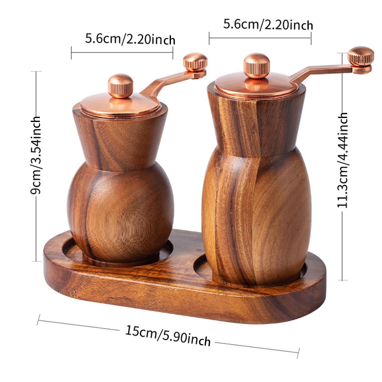 Set da 2 Pezzi di Spezie con Vassoio Ricaricabile, Macina Spezie Manuale.