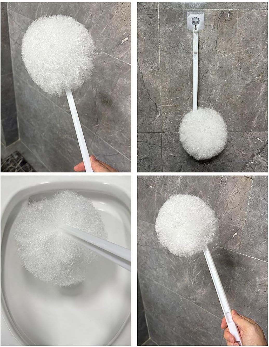 4-Pack Toilet Brush, Soft Polyester Fiber Brush Head Long Handle Cleaning Brush for Bathroom Toilets image 3