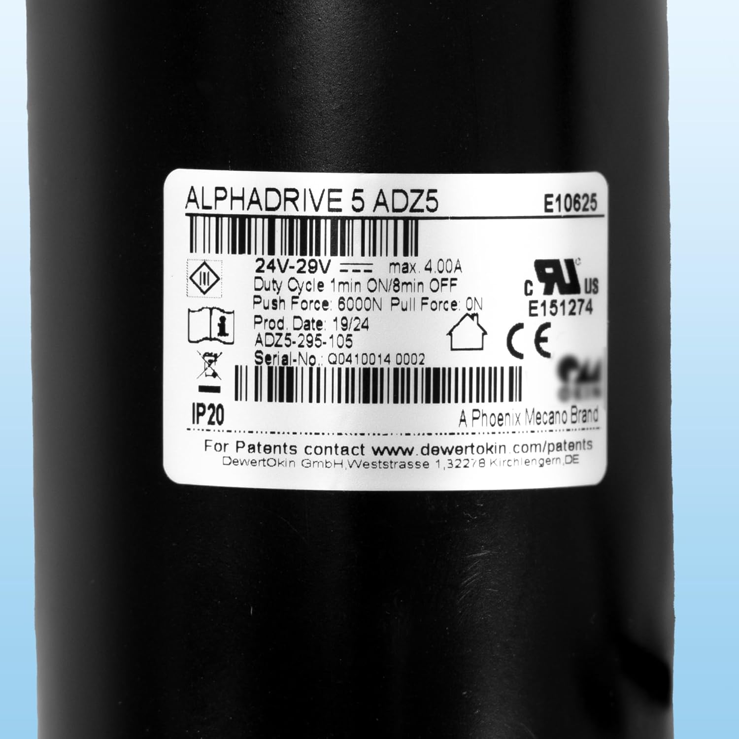 Actuator Product Label E.10625