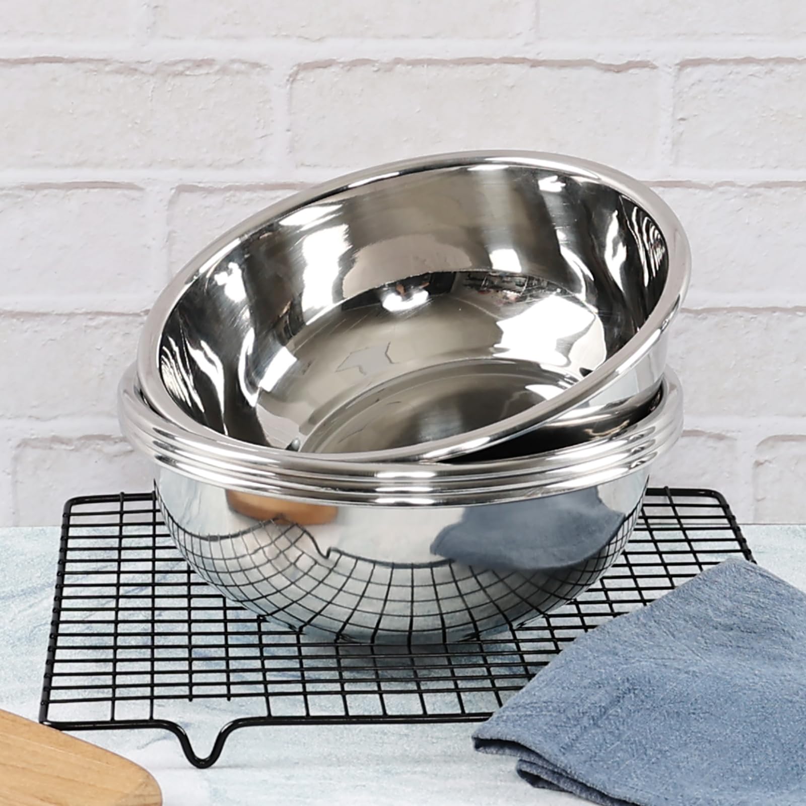 Confezione da 4 ciotole in acciaio inox, 21 cm, set di ciotole da cucina